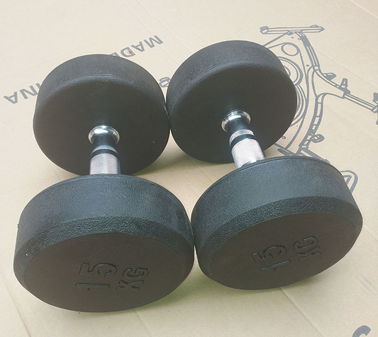 2 x 15kg Rubber Round Dumbbells sets