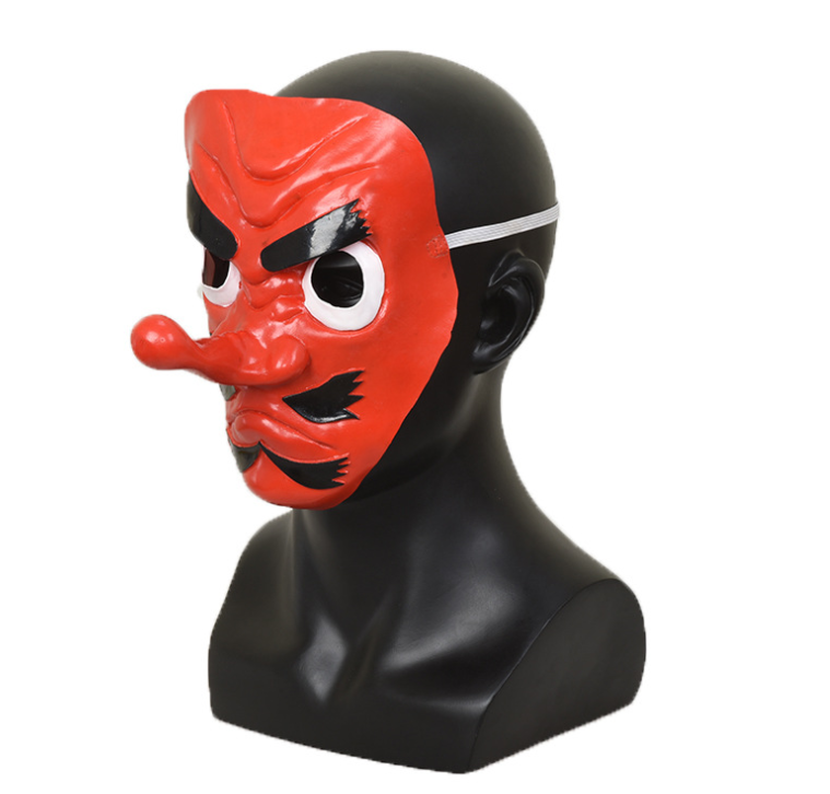 Demon Slayer Urokodaki Sakonji Mask Kimetsu No Yaiba Cosplay Red Latex Mask