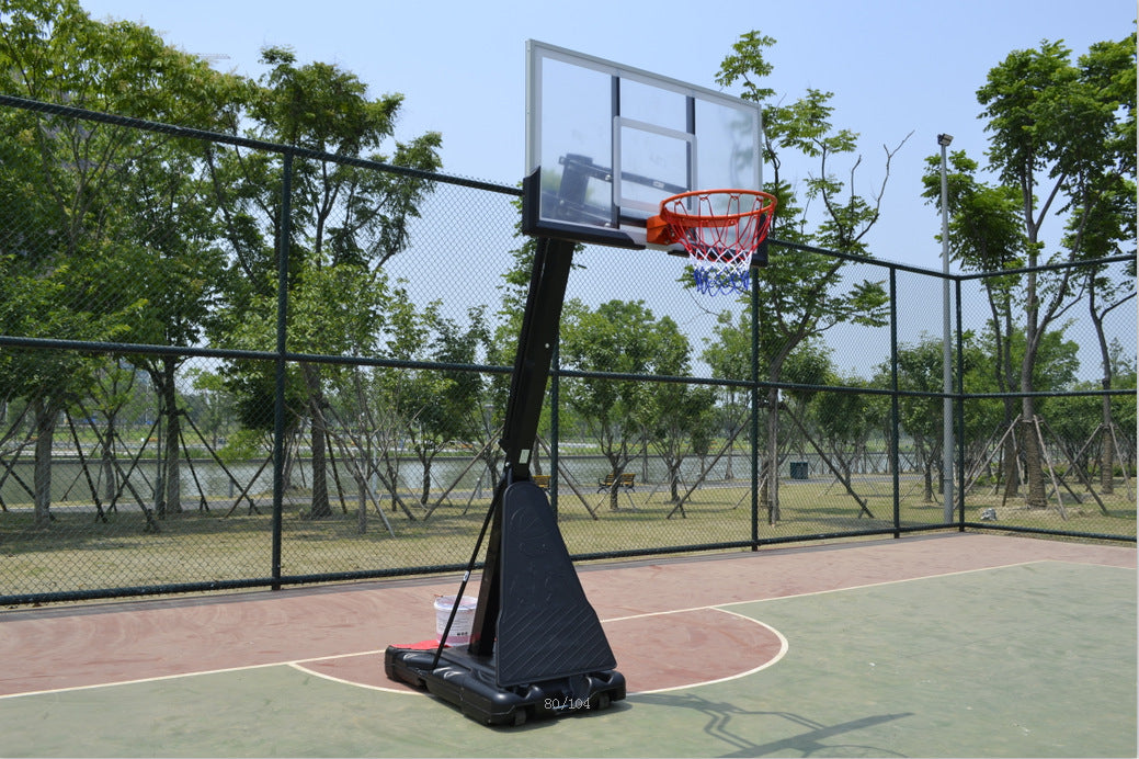 Deluxe Adjustable Portable Basketball Hoop/Stand with Tempered Glass backboard
