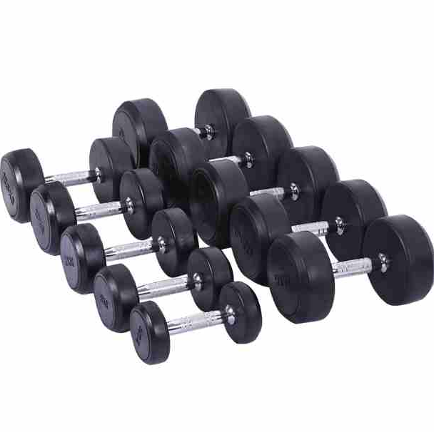 2 x 15kg Rubber Round Dumbbells sets