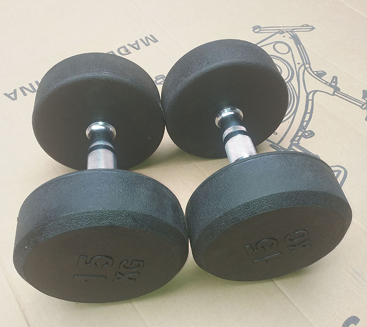 2 x 15kg Rubber Round Dumbbells sets