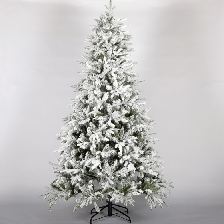 Deluxe Snow Flocked With Hinged Pine Artificial Christmas Tree - 2.1m