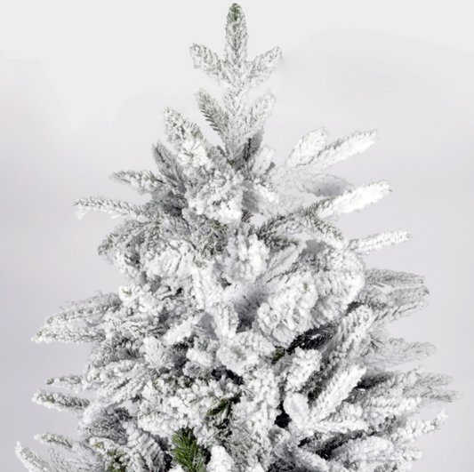 Deluxe Snow Flocked With Hinged Pine Artificial Christmas Tree - 2.1m