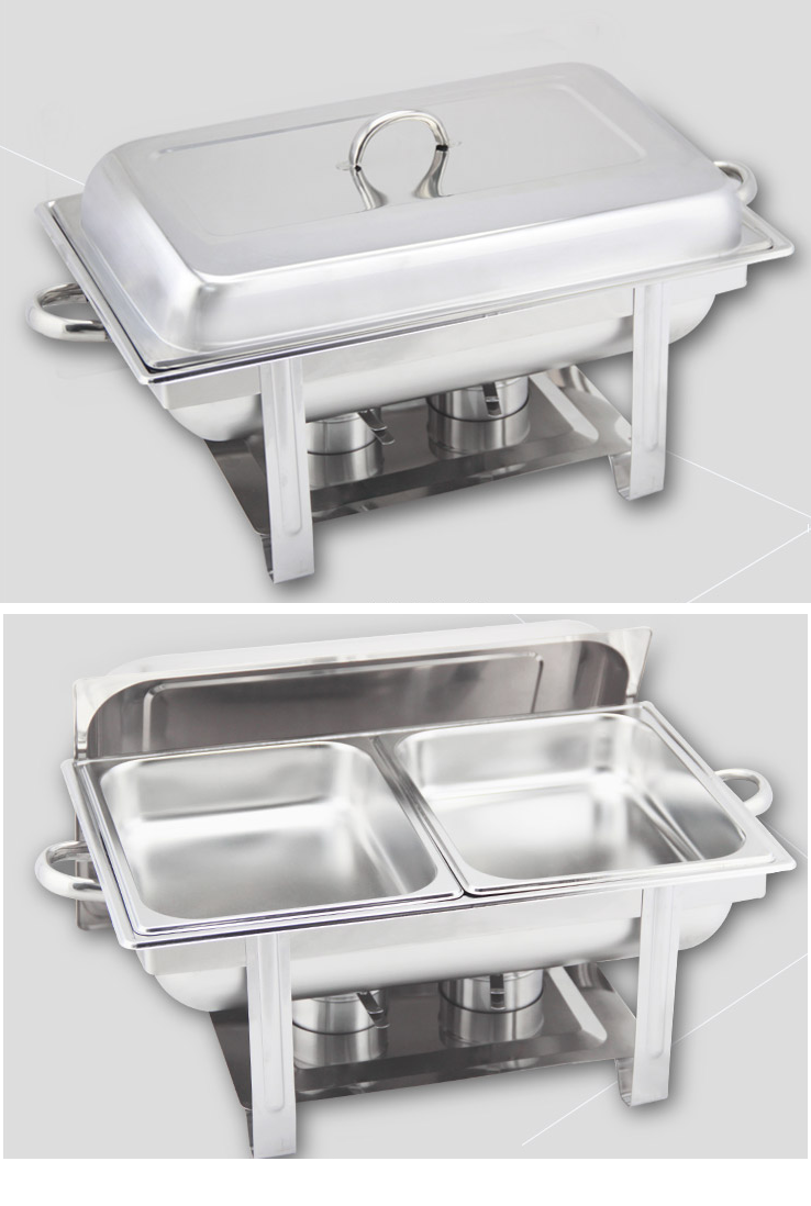 STAINLESS STEEL CHAFING DISH DOUBLE FOOD STEAM PAN